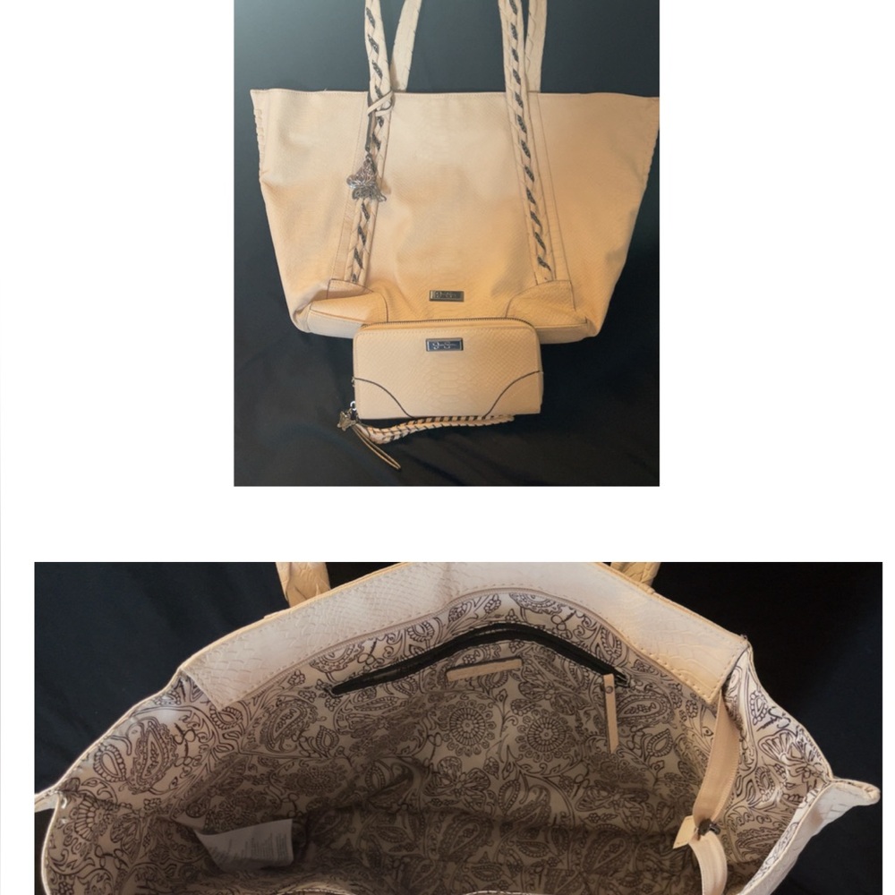 Jessica Simpson Cream Tote Bag with Chain Strap and wallet